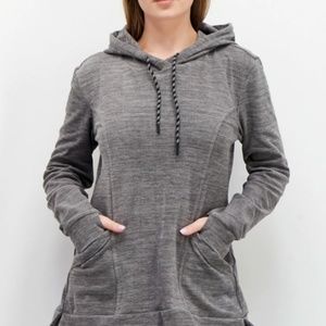 Spyder Women Hooded Brand Logo Tunic Fleece Heather Grey Size Small Preowned